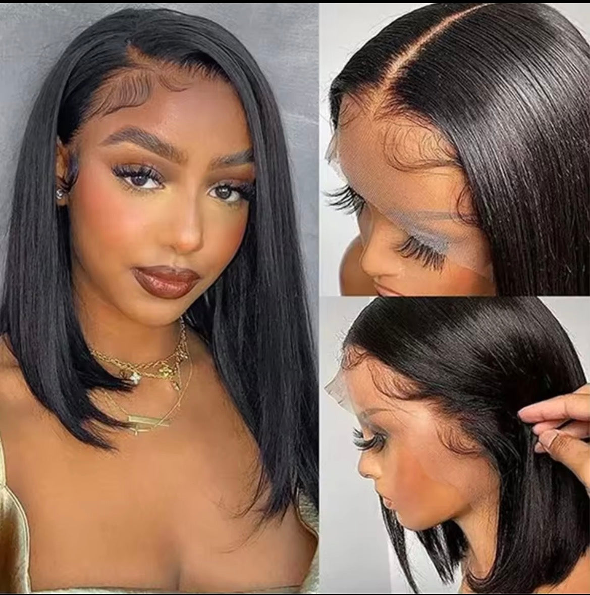 Cheveux naturel droite dentelle avant transparente 100% cheveux humains de couleur naturelle