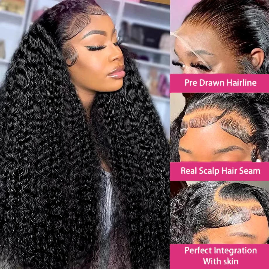 Perruques crépues bouclées 13x6 HD Lace Frontal Wig sans colle Cheveux humains 4C Afro Curly Lace Front Wigs 4x4 HD Lace Closure Wigs