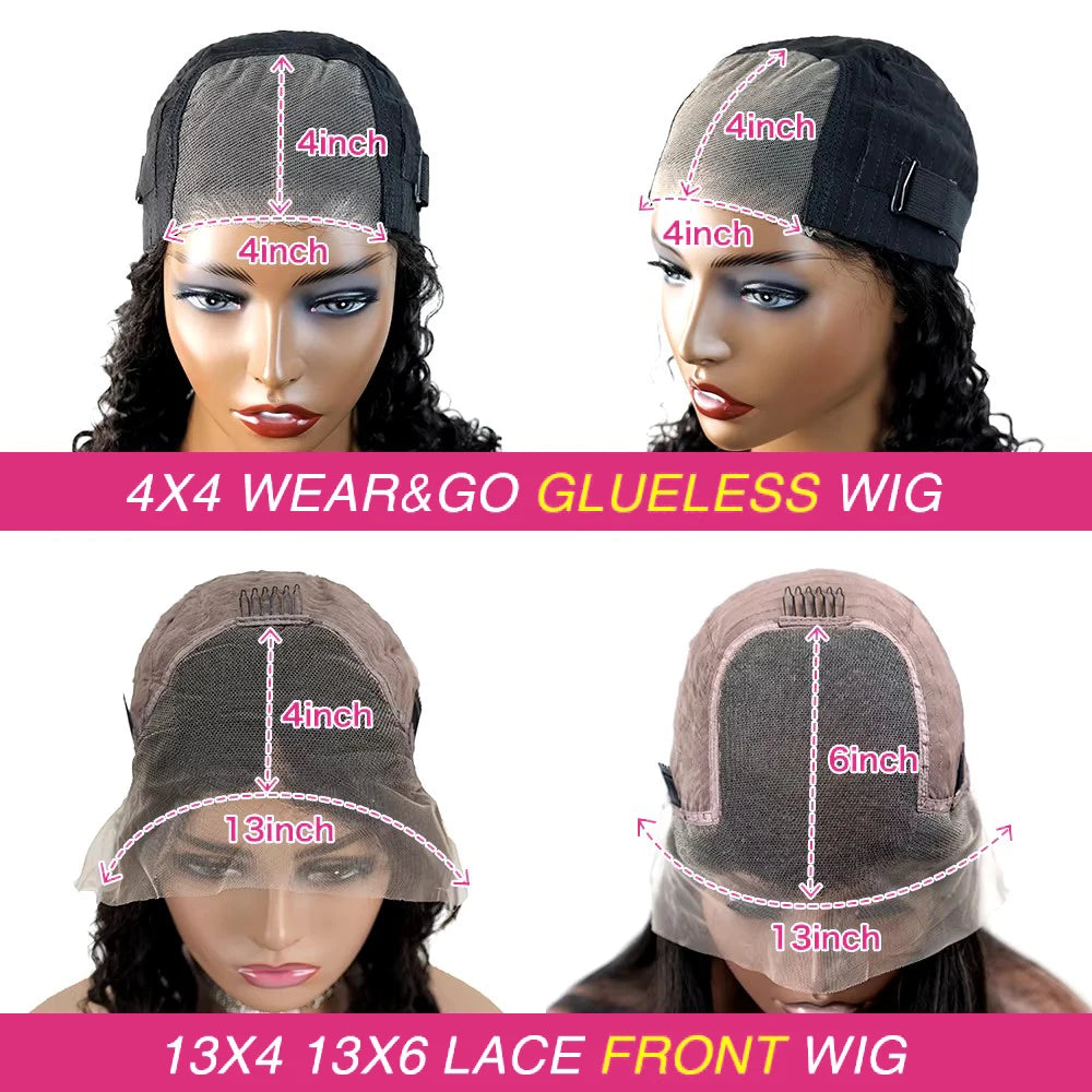 Perruques crépues bouclées 13x6 HD Lace Frontal Wig sans colle Cheveux humains 4C Afro Curly Lace Front Wigs 4x4 HD Lace Closure Wigs