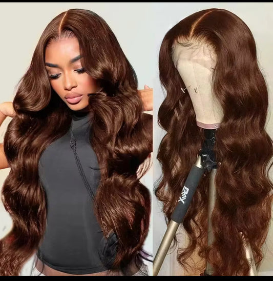 Perruques en cheveux humains sans colle Wear And Go, perruques ondulées de couleur brun chocolat, prête à porter