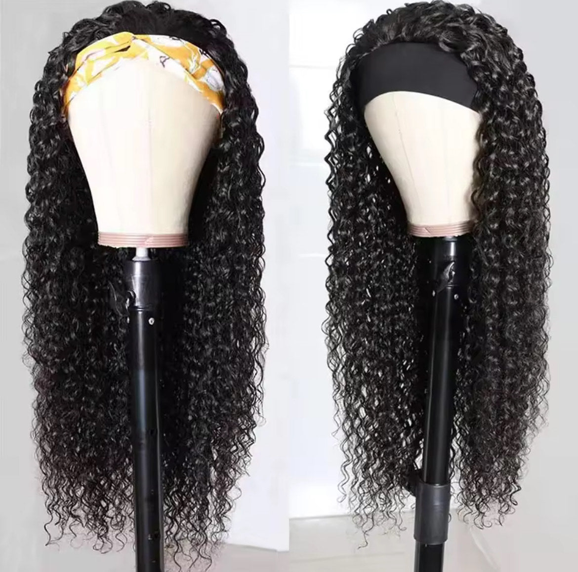 Perruque bandeau brésilienne ondulée profonde, cheveux naturels, densité 180 %, pour femmes
