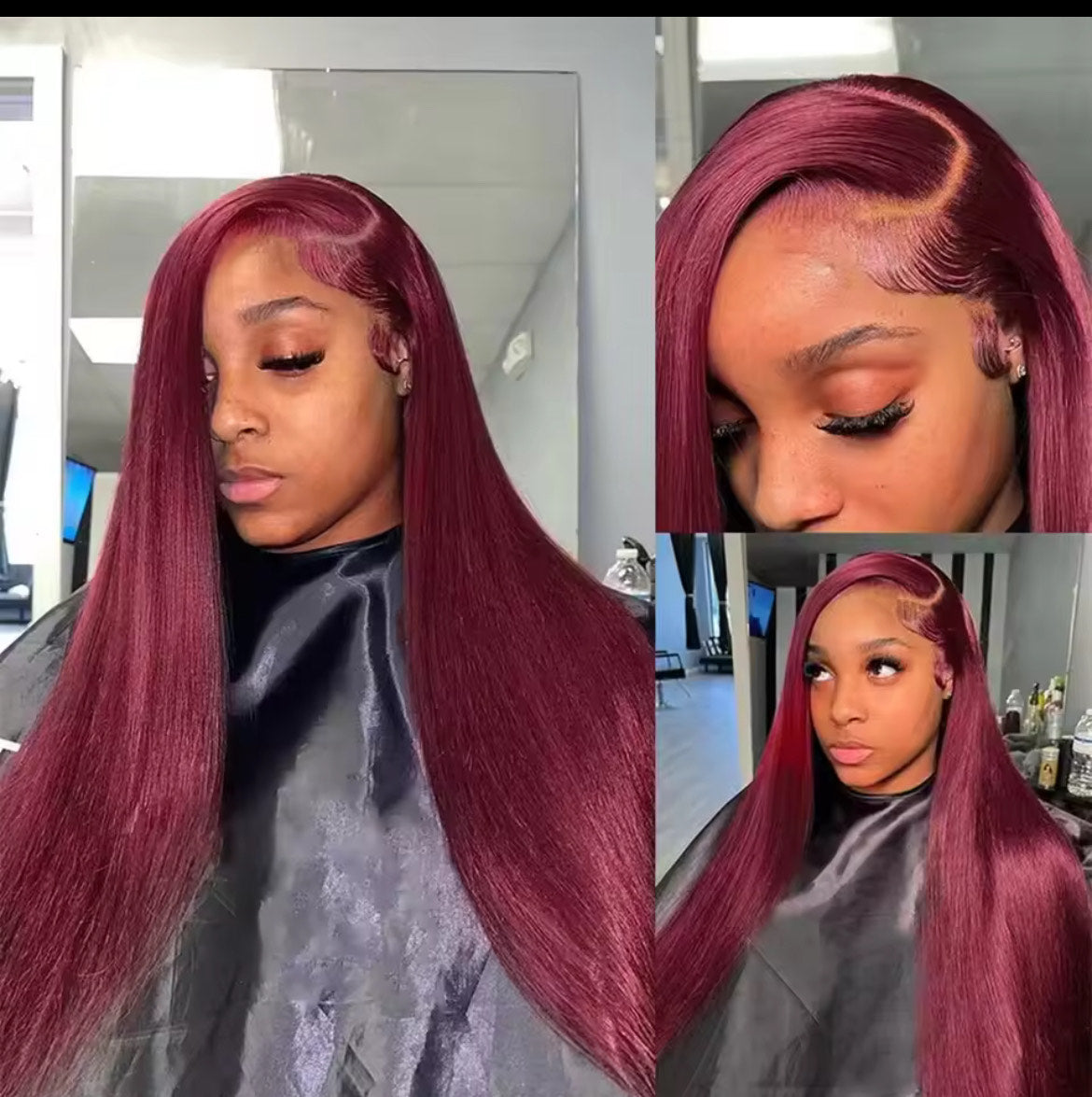 Perruque 99J Bordeaux 13x4 HD Transparent Lace Front Wig Perruque de cheveux humains malaisiens raides pour femmes Perruque à fermeture en dentelle 4x4