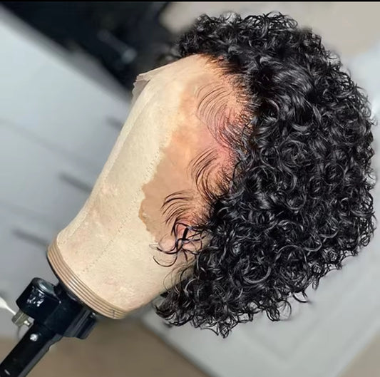 Perruque coupe Pixie, perruque courte au carré pour femmes, perruque de cheveux humains bouclés 13x1, perruque avec dentelle partielle, perruques pré-épilées, nouveauté