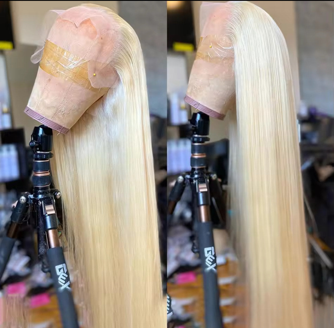 Perruque brésilienne lisse avec dentelle frontale 613, densité 180 %, 33 x 10 cm, cheveux naturels blond miel, pour femmes