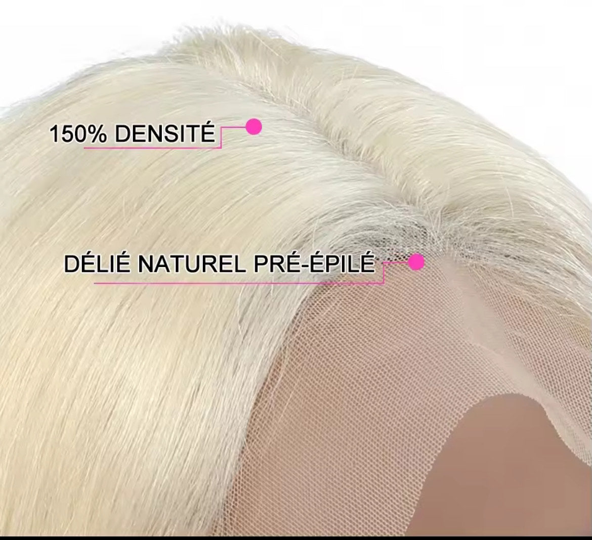 Perruque brésilienne lisse avec dentelle frontale 613, densité 180 %, 33 x 10 cm, cheveux naturels blond miel, pour femmes