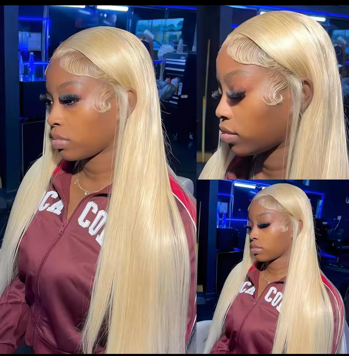 Perruque brésilienne lisse avec dentelle frontale 613, densité 180 %, 33 x 10 cm, cheveux naturels blond miel, pour femmes