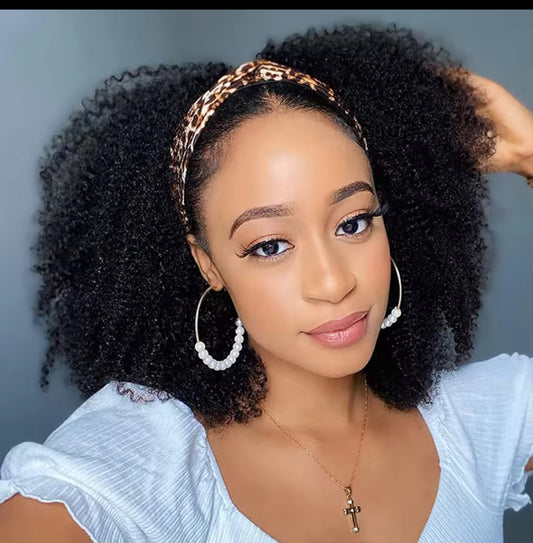 Perruque bandeau cheveux humains crépus bouclés pour femmes perruques brésiliennes courtes au carré sans colle