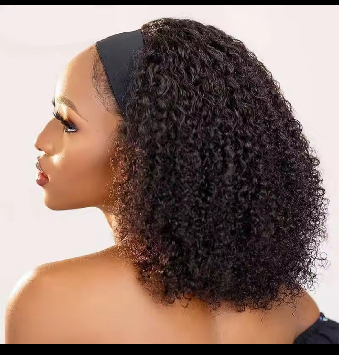 Perruque bandeau cheveux humains crépus bouclés pour femmes perruques brésiliennes courtes au carré sans colle