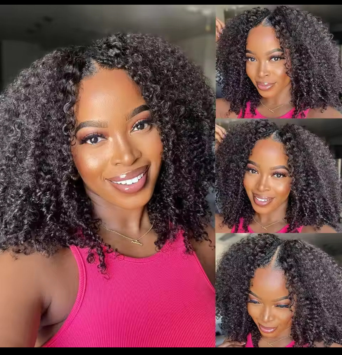 Perruques Afro Kinky Curly en cheveux humains 1x4 U V Part Wig Perruque Kinky Curly sans Leave Out Perruque brésilienne en cheveux humains pour femmes noires 200% densité