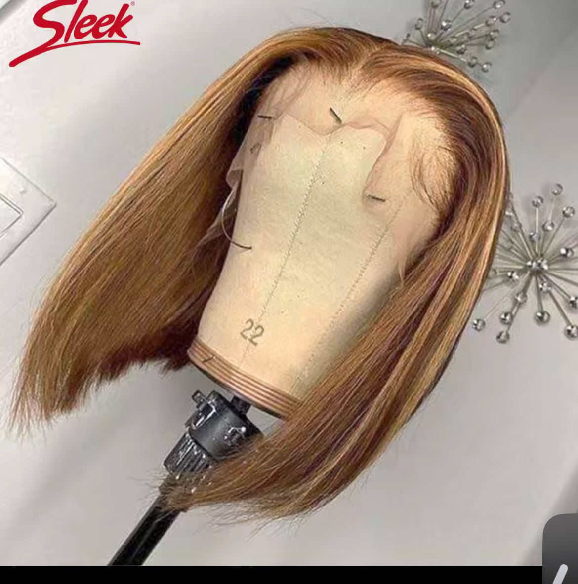 Perruque Bob Lace Front Wig Naturelle Ombrée cheveux courts lisses pré-découper , Blond miel , 13X4 à reflet , 100%
