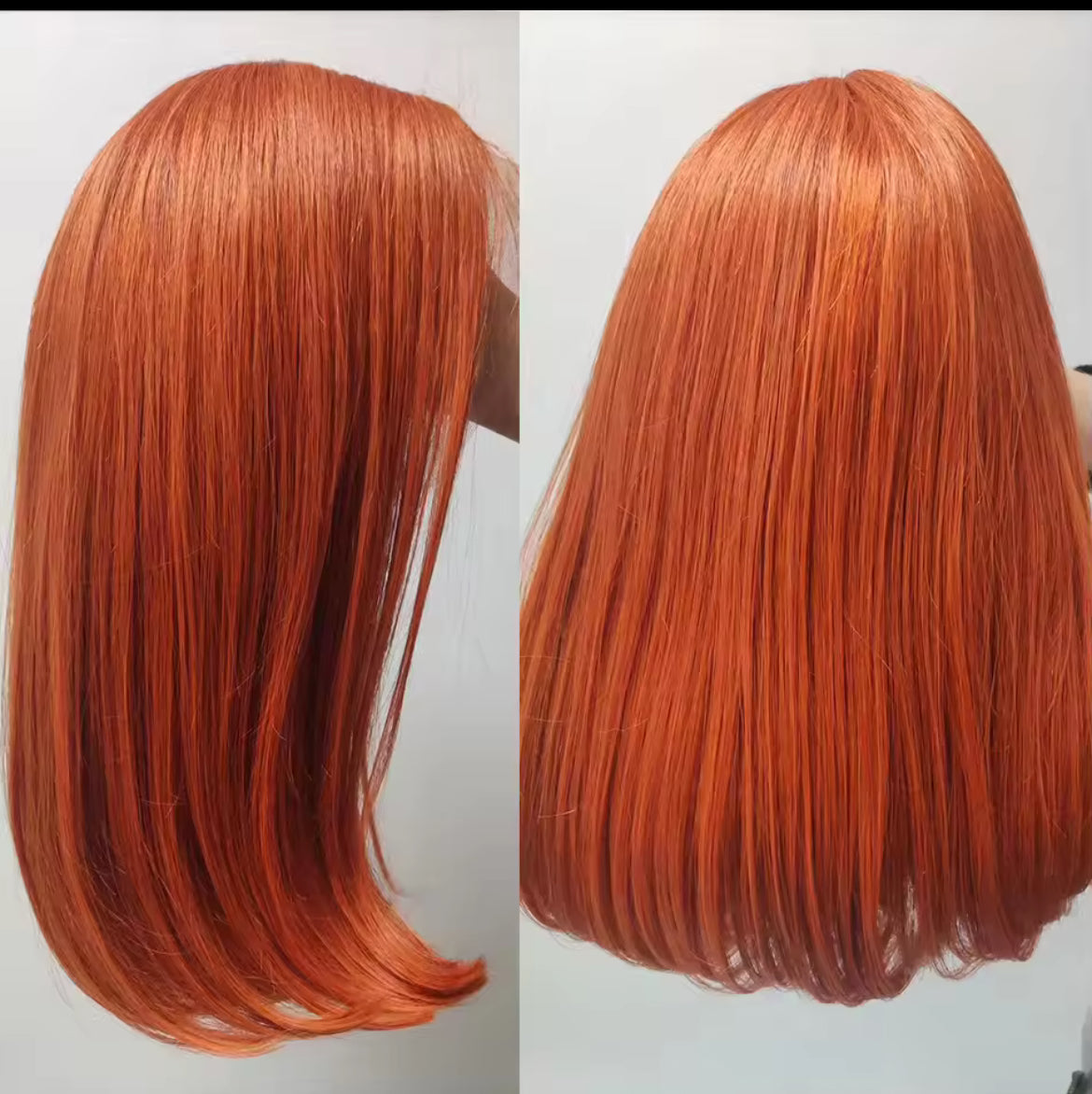 Perruque Bob Lace Frontal Wig 100%, naturelle cheveux humains ,couleur Orange 13X4 vietnamien , pour femmes