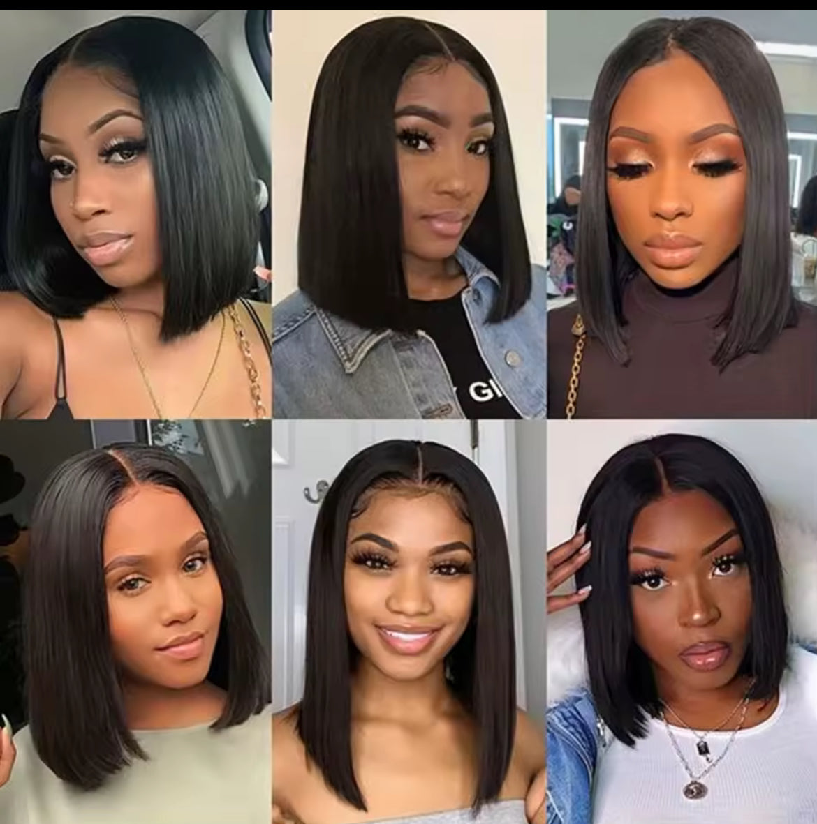 Cheveux Bruts Vietnamiens 180% densité Cheveux humains dentelle frontale Perruque droite BOB Naturel noir.