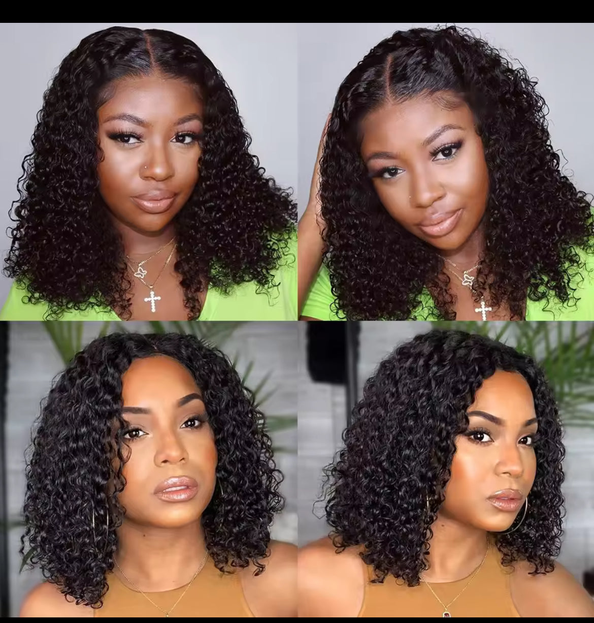 Crépus bouclés Perruques de cheveux humains 13X4 dentelle frontale , Perruques pour les femmes pré-plumées
