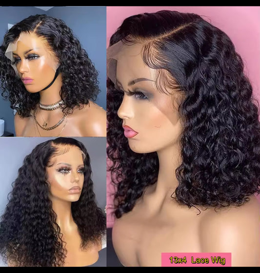 Crépus bouclés Perruques de cheveux humains 13X4 dentelle frontale , Perruques pour les femmes pré-plumées