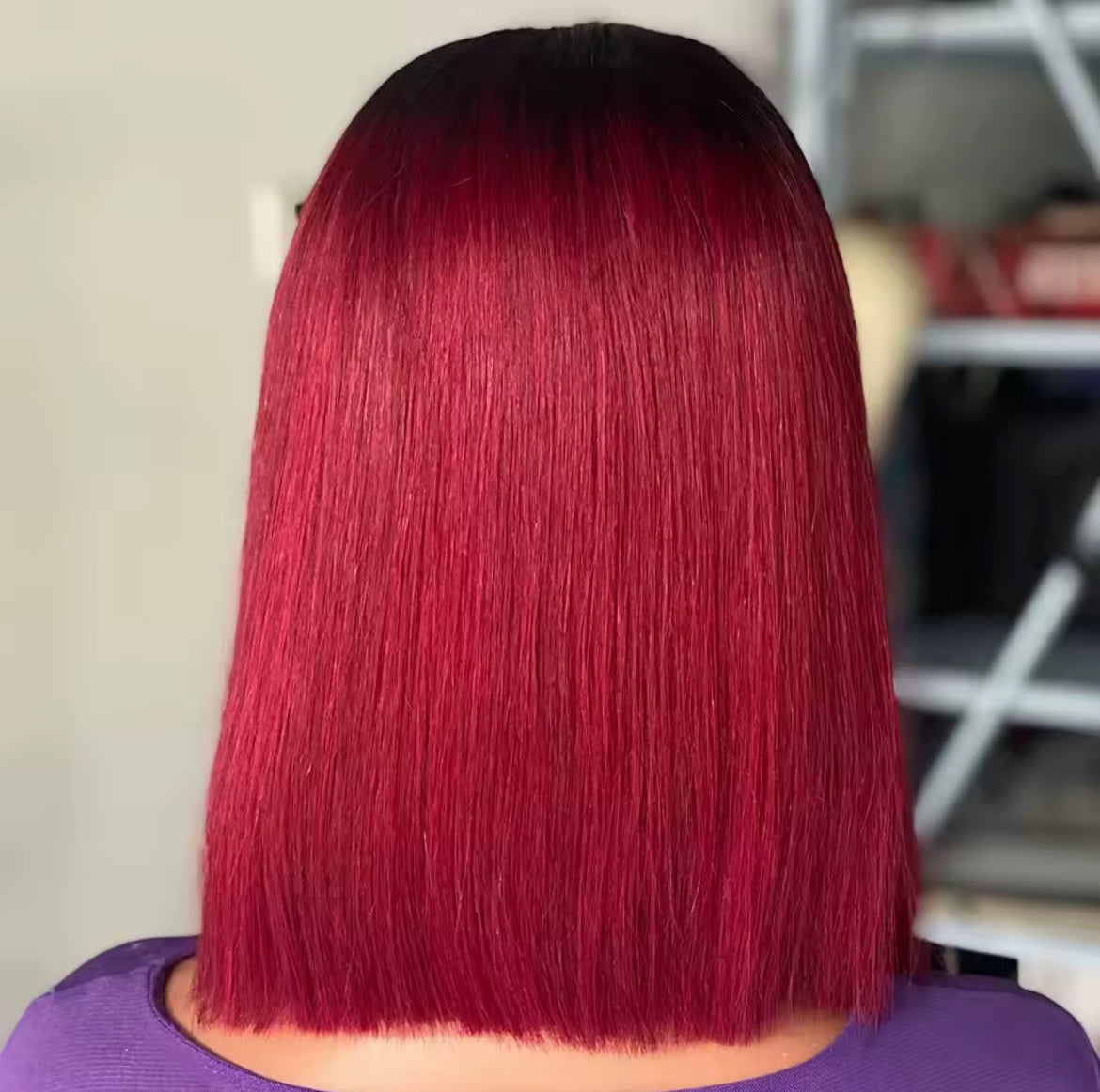 Cheveux humains Court Bob Perruque densité 180% Ombre 1B 99J deux tons Vin rouge Bourgogne 13X4 Lace Front Perruque Pour Femme