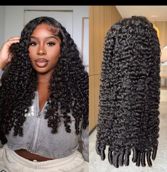 Perruques de cheveux humains bouclés birmans 12A boucles de lutin brésiliennes 200% perruque frontale en dentelle transparente pour les femmes perruques de dentelle complète bouclée birmane