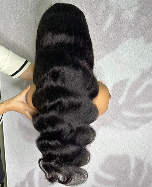 Perruque Lace Frontal Wig Body Wave naturelle, cheveux humains vierges, 13x4 , Dentelle transparente, 26 pouces, pour femmes