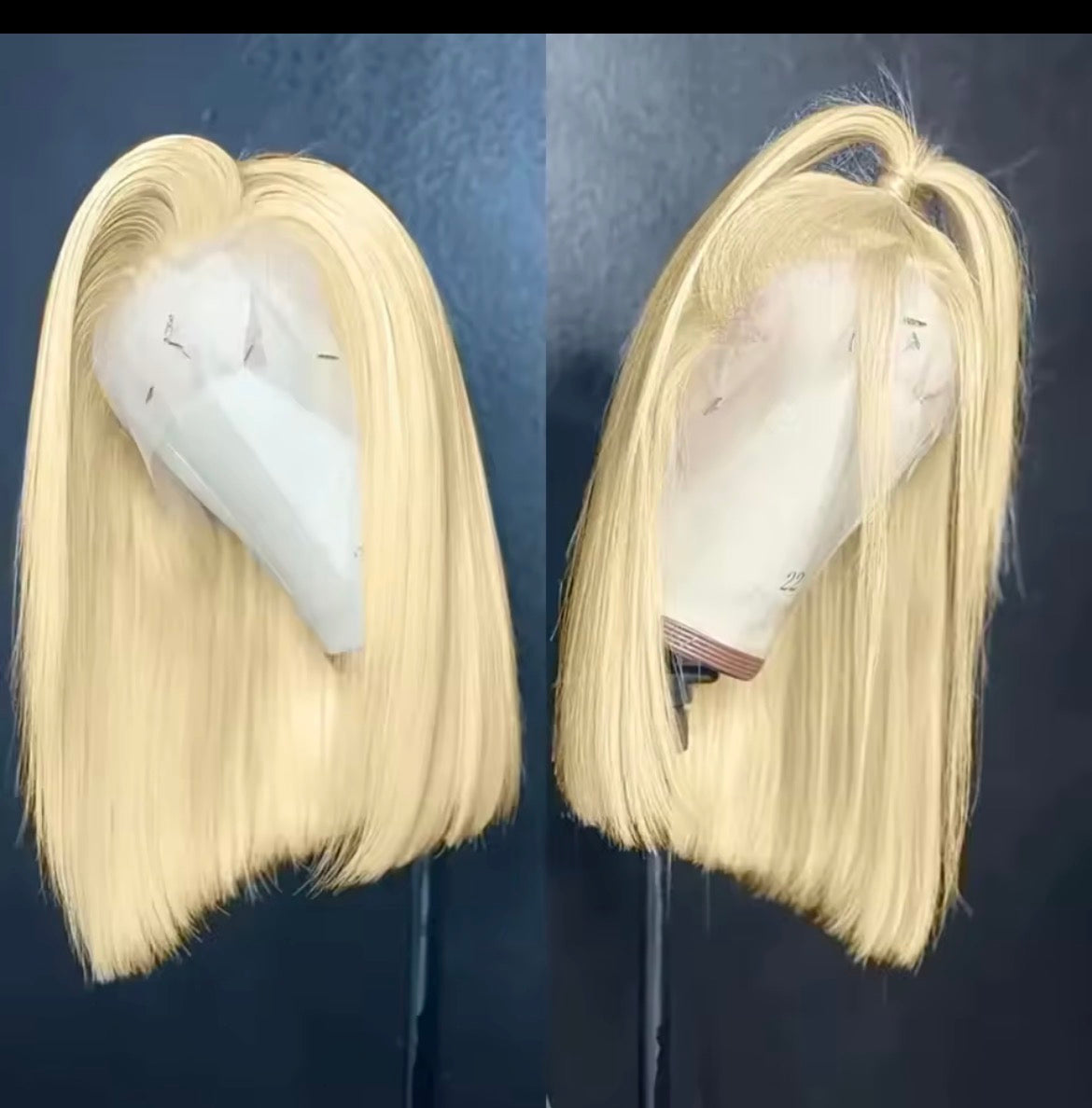 Perruque Bob Lace Front Wig Remy naturelle lisse , cheveux courts , blond miel 180% densité 13X4