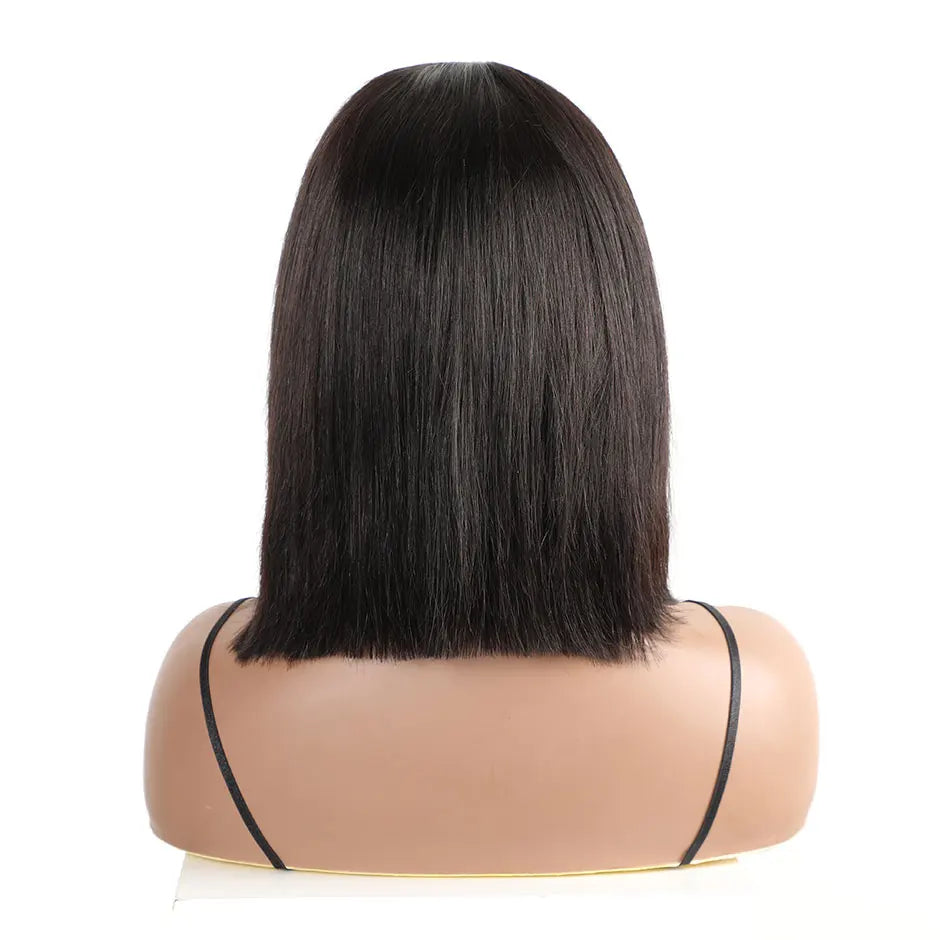 Perruques Bob pour femmes, 180 % cheveux humains lisses, sans colle, prêtes à porter, prédécoupées, avec dentelle frontale