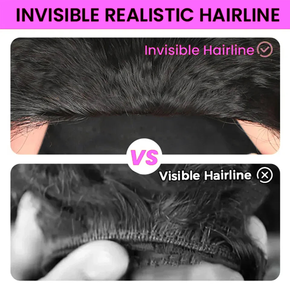 Perruque demi-perruque 3 en 1, cheveux humains crépus et raides, à porter et à emporter, sans colle, avec bandeau, cheveux humains vierges