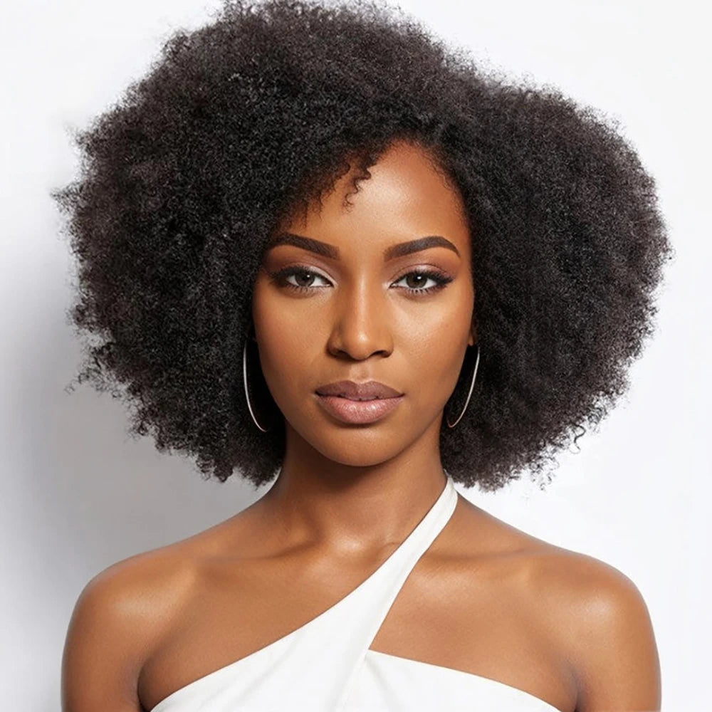 Perruques afro pour femmes noires, perruques crépues bouclées avec dentelle frontale, perruques afro courtes, cheveux humains, 13x4x2, dentelle HD, naissance de cheveux naturelle, sans colle, 250 %