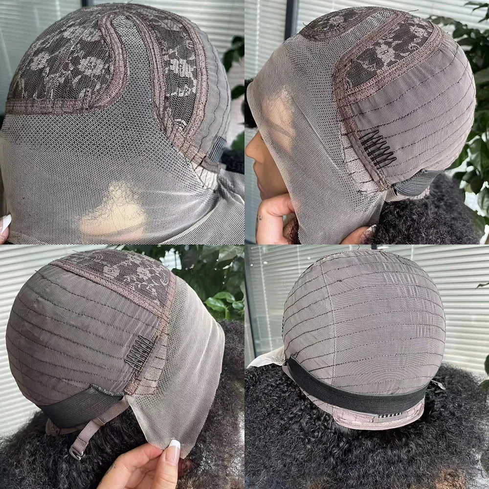Perruques afro pour femmes noires, perruques crépues bouclées avec dentelle frontale, perruques afro courtes, cheveux humains, 13x4x2, dentelle HD, naissance de cheveux naturelle, sans colle, 250 %
