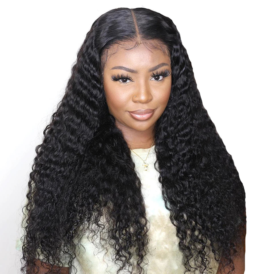 Perruque sans colle 6x9 en cheveux humains, nœuds pré-blanchis, ondulations profondes, lace front, prête à porter, prédécoupée, en dentelle, cheveux humains, pré-épilée