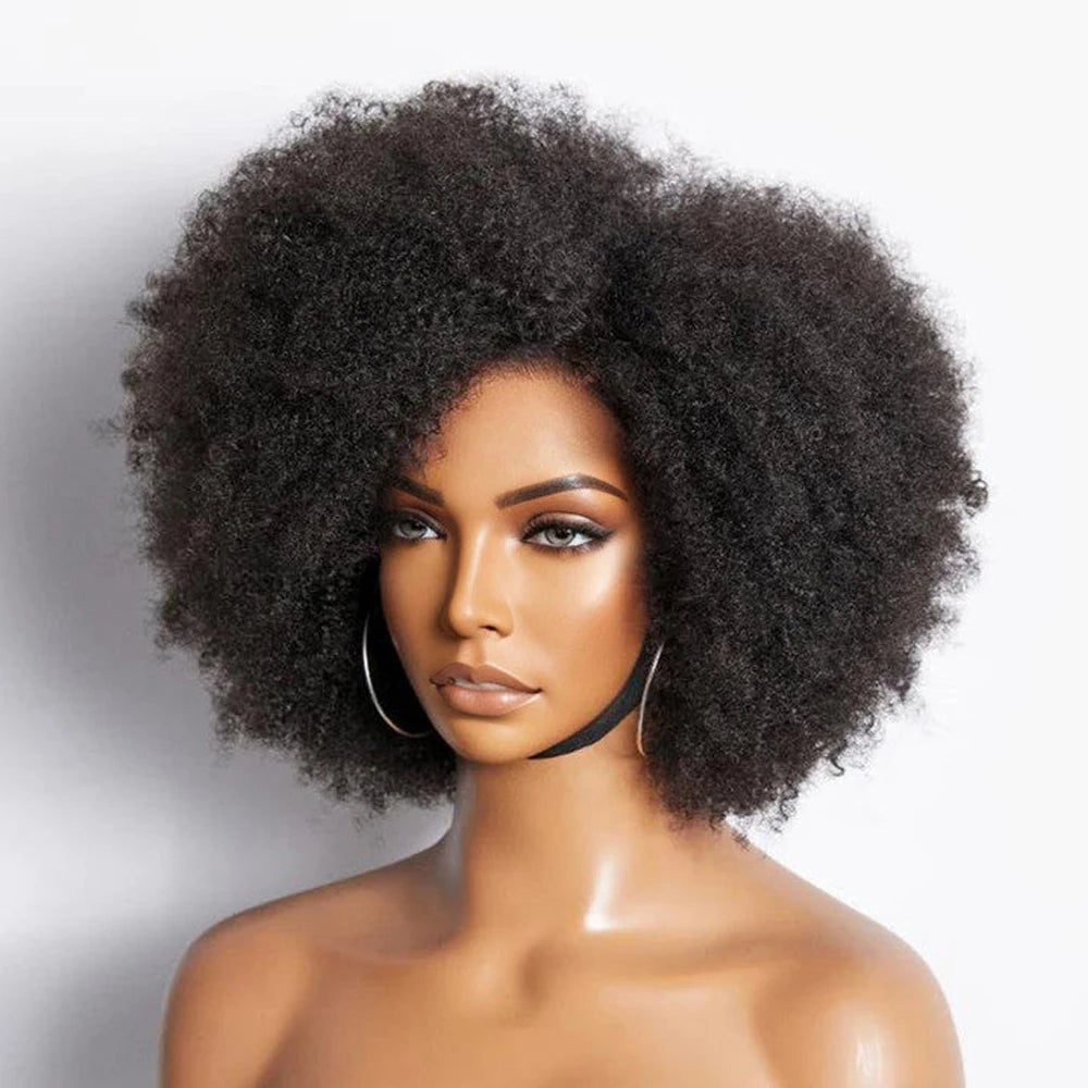 Perruques afro pour femmes noires, perruques crépues bouclées avec dentelle frontale, perruques afro courtes, cheveux humains, 13x4x2, dentelle HD, naissance de cheveux naturelle, sans colle, 250 %