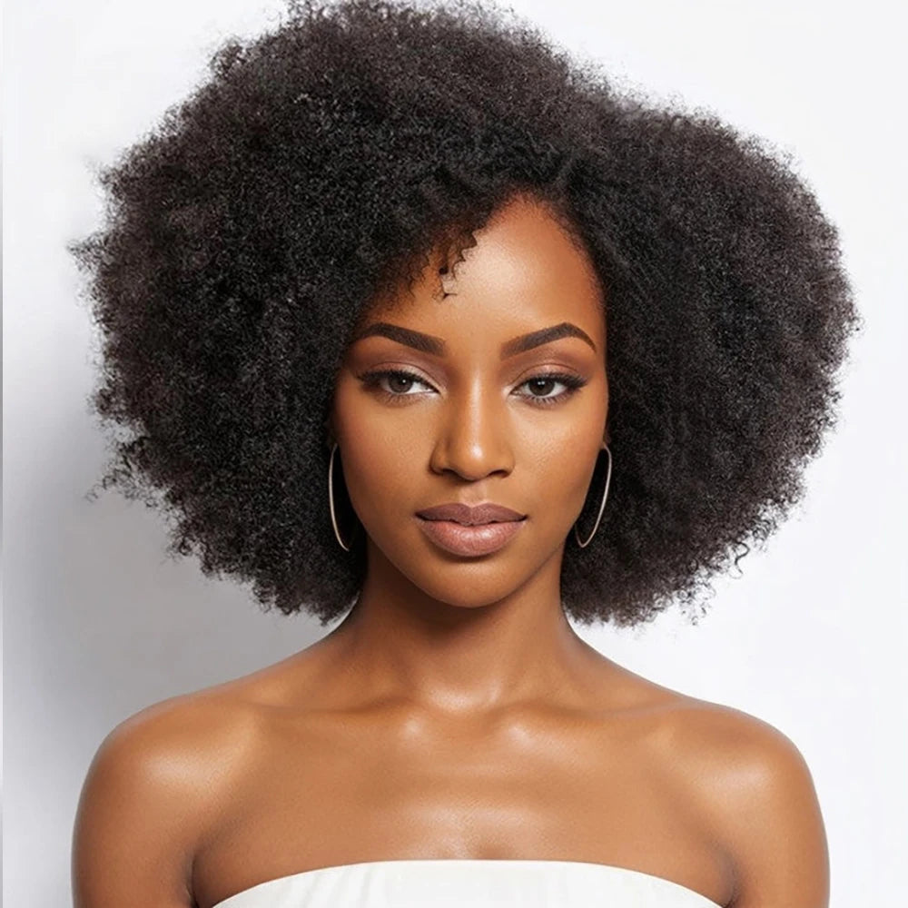 Perruques afro pour femmes noires, perruques crépues bouclées avec dentelle frontale, perruques afro courtes, cheveux humains, 13x4x2, dentelle HD, naissance de cheveux naturelle, sans colle, 250 %