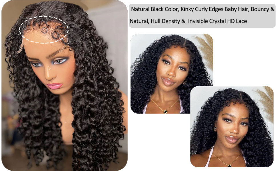 Perruque afro bouclée crépue 13x6 HD, densité 250, 100 % cheveux humains, 13x4, bords 4C, perruque frontale ondulée profonde, pour femmes