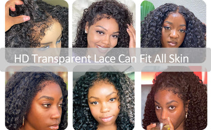 Perruque afro bouclée crépue 13x6 HD, densité 250, 100 % cheveux humains, 13x4, bords 4C, perruque frontale ondulée profonde, pour femmes