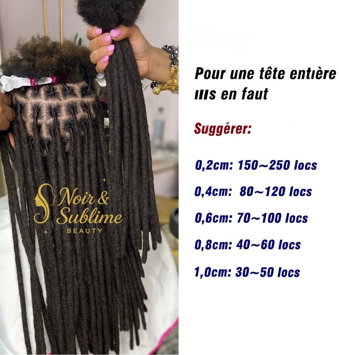Extensions de cheveux humains pour dreadlock permanent, faites à la main PACK DE 10 PIÈCES