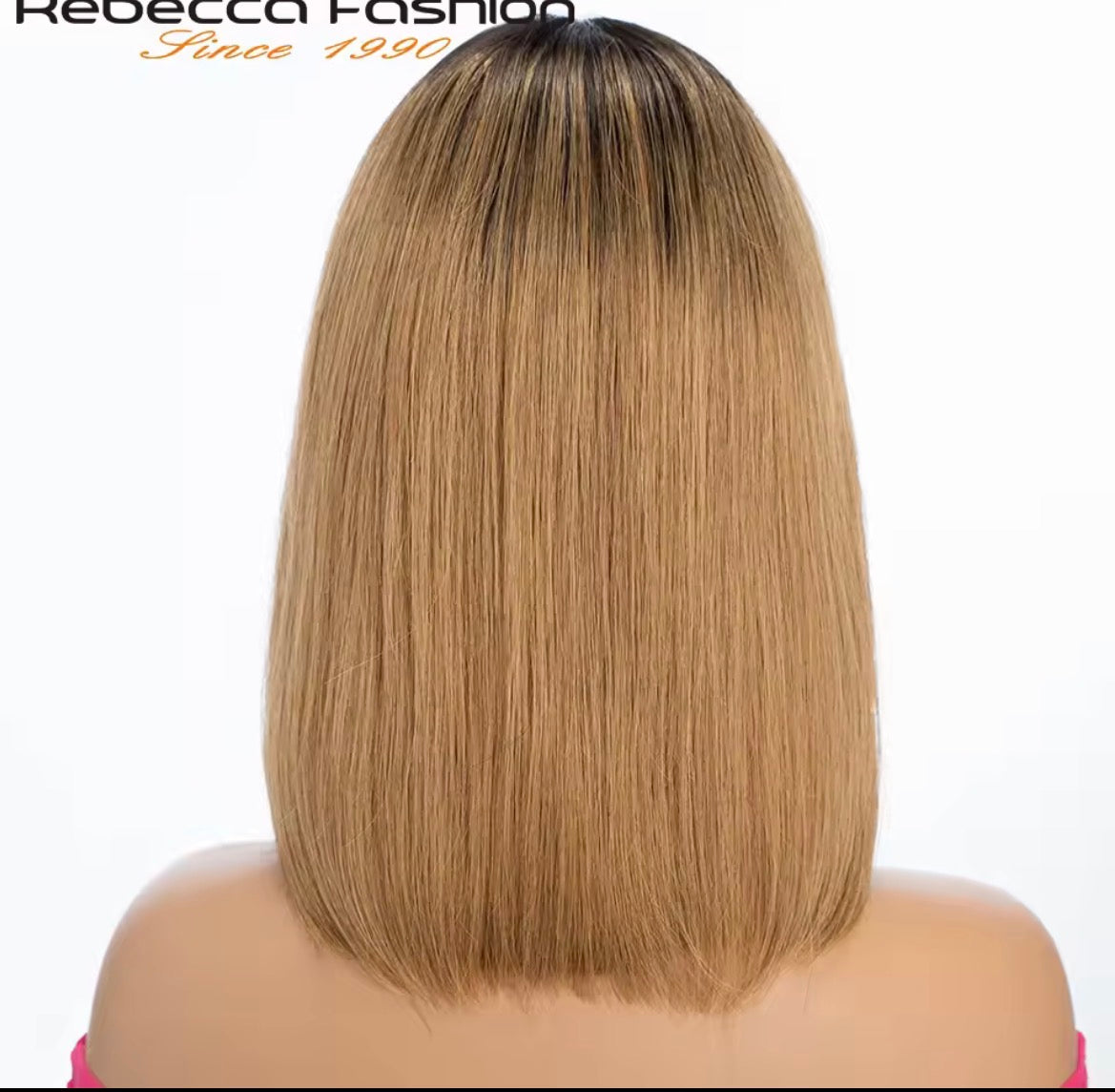 Perruque BOB Frontal naturelle lisse ombré, blond miel , perruque lace front wig pour femme