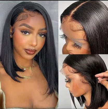 Cheveux naturel droite dentelle avant transparente 100% cheveux humains de couleur naturelle