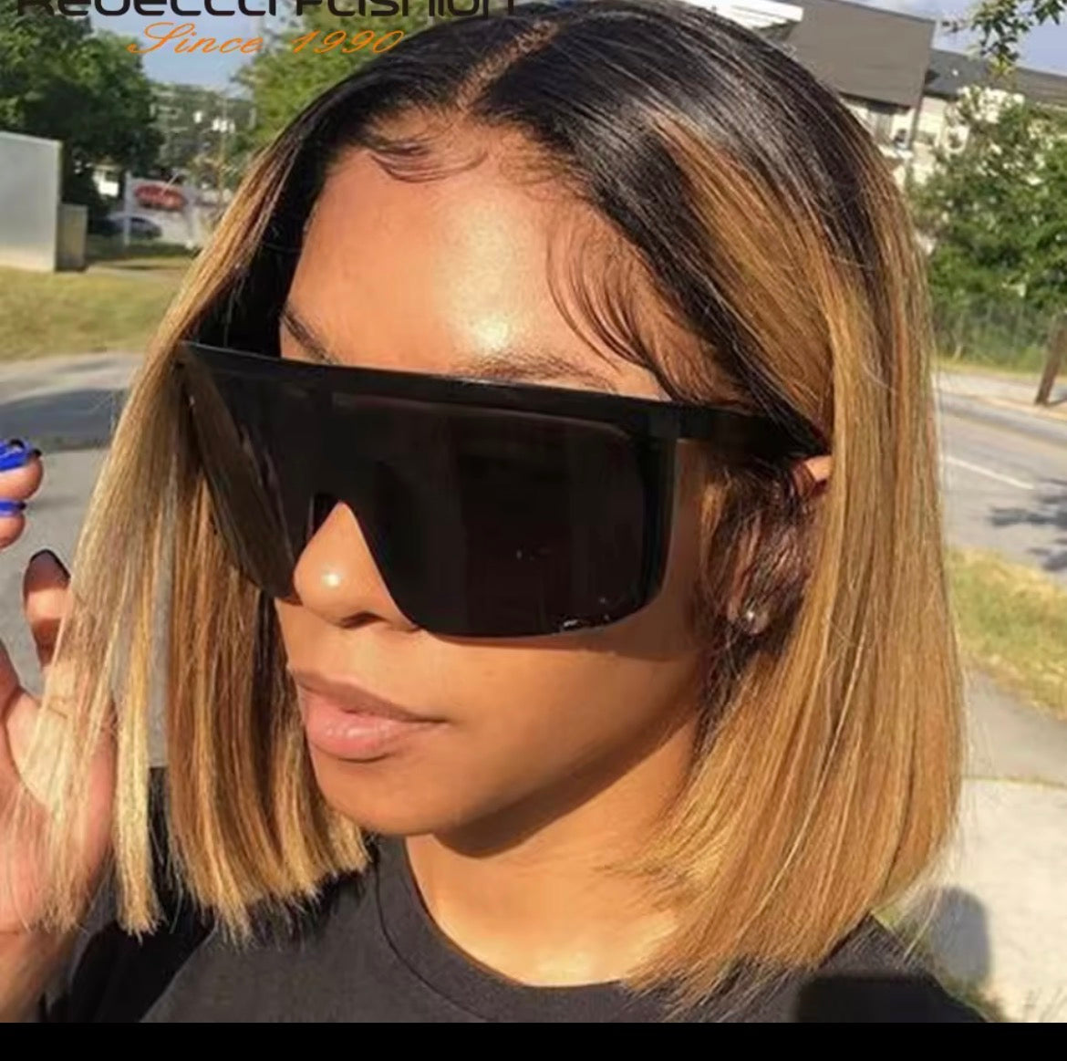 Perruque BOB Frontal naturelle lisse ombré, blond miel , perruque lace front wig pour femme