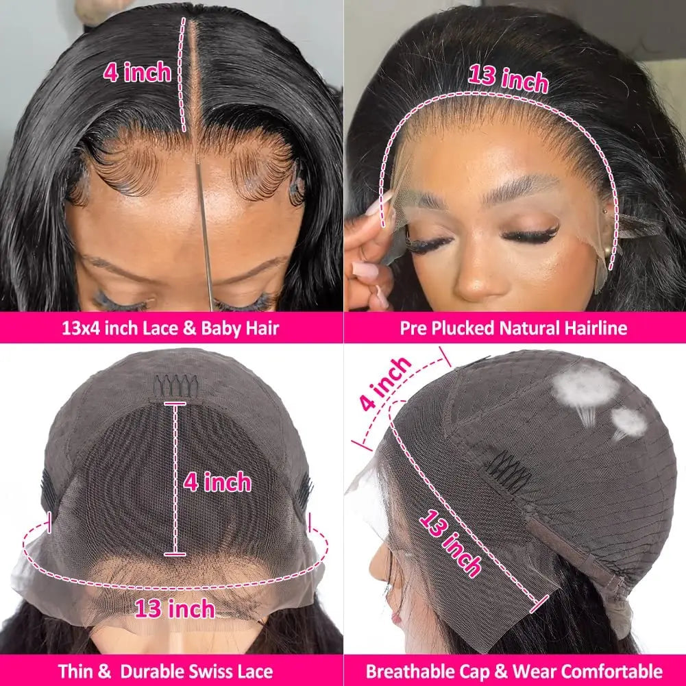 Perruque brésilienne ondulée courte, coupe au carré, 13x4, avec dentelle frontale et fermeture 4x4, densité 200, pour femmes.