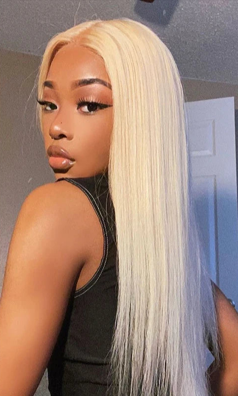 Perruque Lace Front droite 613, densité 180 %, cheveux humains,perruque Lace Front blonde péruvienne lisse