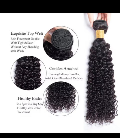 Tissage en lot brésilien crépu et bouclé, cheveux humains Remy, couleur naturelle, lots de 1, 3 ou 4 disponibles.