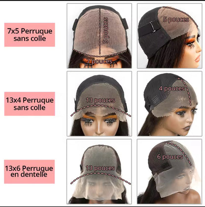 Perruque sans colle à porter et à emporter, perruques mongoles ondulées profondes 6x4 en dentelle HD, perruques naturelles pré-épilées sans colle, mèches ombrées, prêtes à l'emploi.