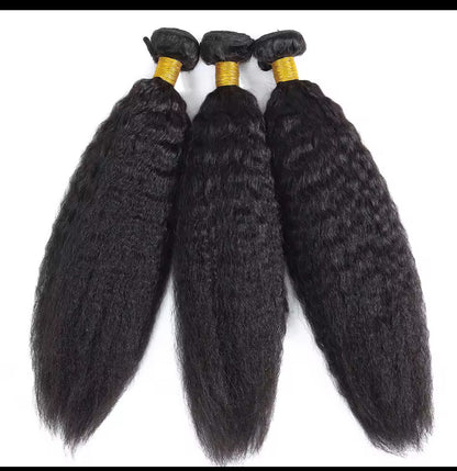 Extensions de cheveux mongols crépus et lisses, 100 % naturels, lots de 1, 3 ou 4 mèches, cheveux naturels Remy.