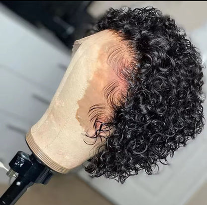 Perruque coupe Pixie, perruque courte au carré pour femmes, perruque de cheveux humains bouclés 13x1, perruque avec dentelle partielle, perruques pré-épilées, nouveauté