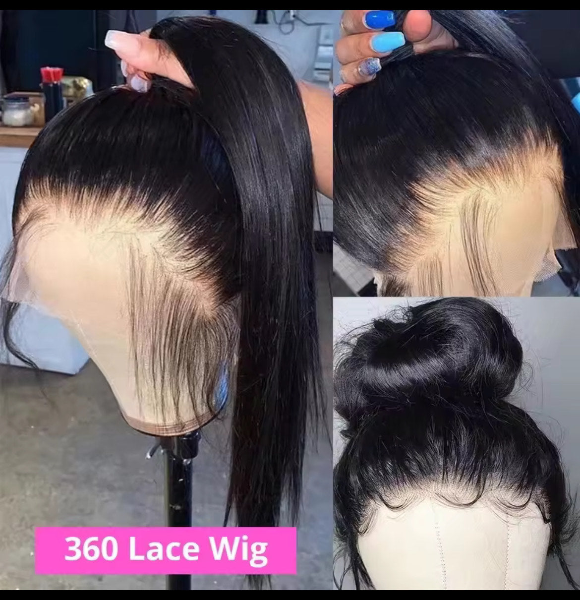Perruques 360° sans colle, cheveux humains, prêtes à porter, lisses, sans colle, pré-épilées, à porter et à emporter, perruques HD Full Lace Front prédécoupées