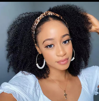 Perruque bandeau cheveux humains crépus bouclés pour femmes perruques brésiliennes courtes au carré sans colle