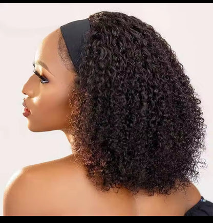 Perruque bandeau cheveux humains crépus bouclés pour femmes perruques brésiliennes courtes au carré sans colle