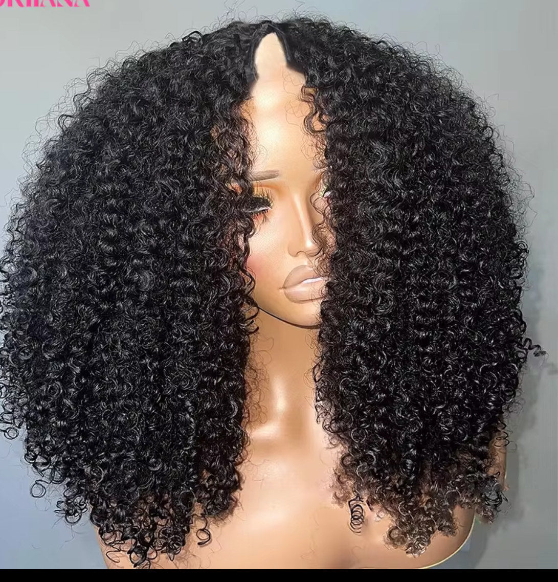Perruques Afro Kinky Curly en cheveux humains 1x4 U V Part Wig Perruque Kinky Curly sans Leave Out Perruque brésilienne en cheveux humains pour femmes noires 200% densité