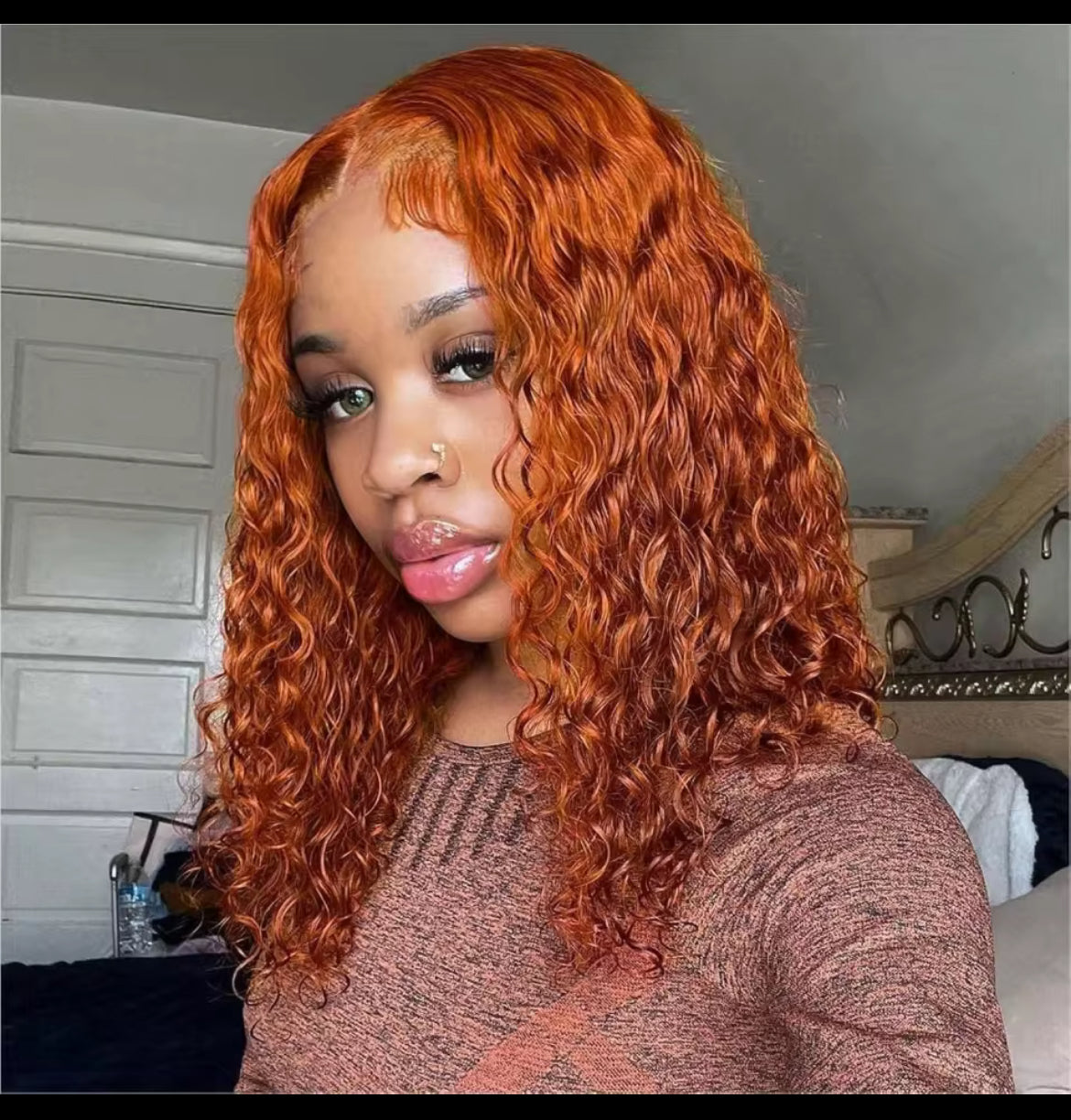 Ginger Vague Profonde , Perruque Cheveux Humains 13X4 Dentelle Gingembre Vague Profonde