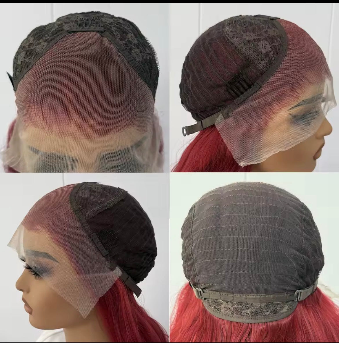 Perruque Lace Frontal Wig naturelle bordeaux dentelle transparente , cheveux lisses, rouge, 13x4, couleur 99J, densité 200, pour femmes