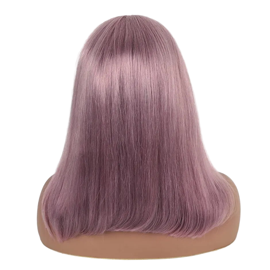Perruque bob lisse violet cendré malaisienne, 13x4, en cheveux humains avec lace front