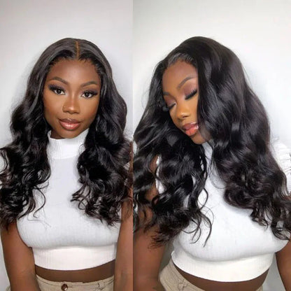 Perruque Lace Front Body Wave Wear And Go, nœuds pré-blanchis, bonnet 6x9 M, sans colle, cheveux humains pré-coupés et pré-épilés