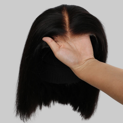 Perruque bob brésilienne 7x5 HD sans colle, transparente, lisse, avec lace front en cheveux humains, prête à porter, pré-coupée et pré-épilée